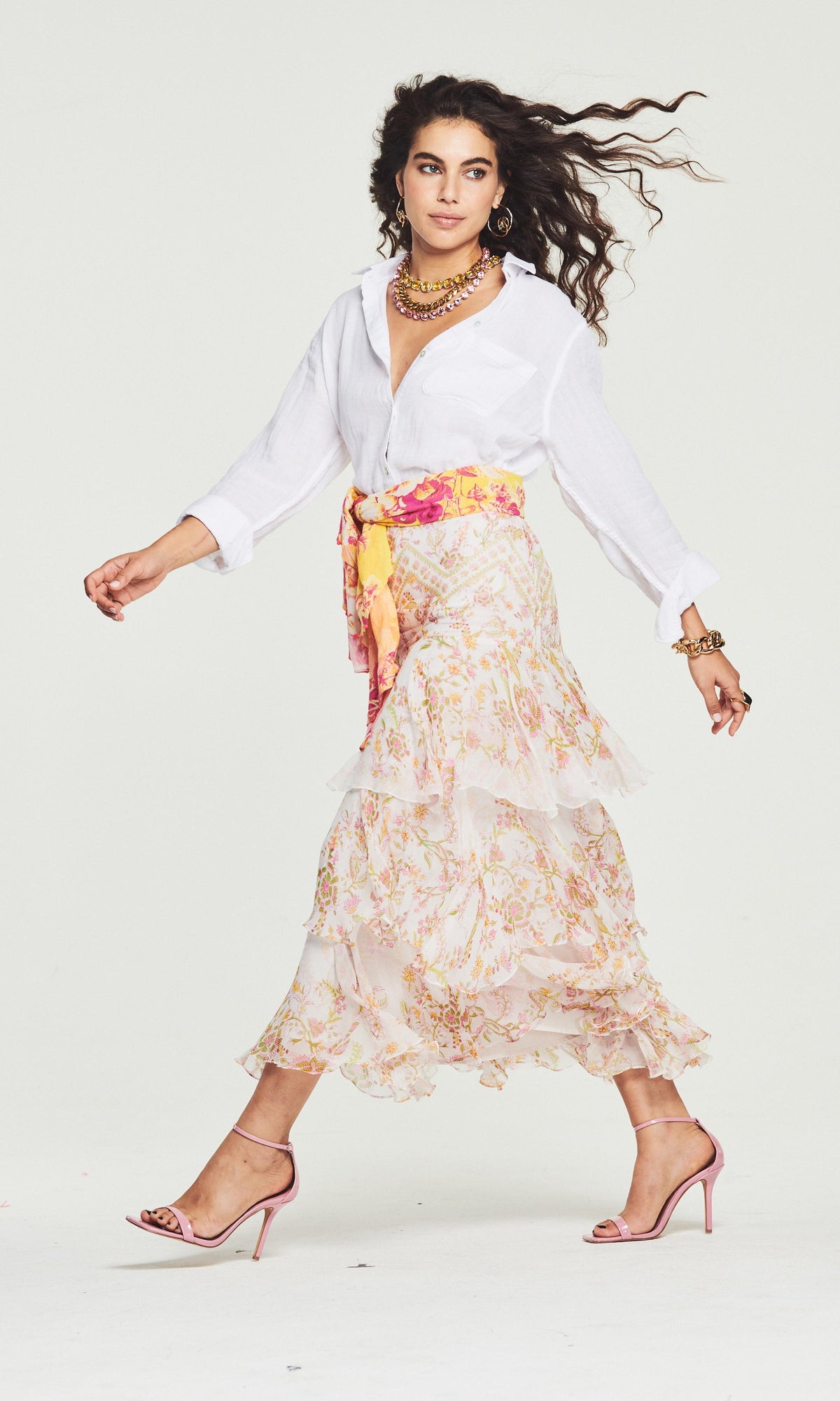 Womens | Aira Viscose Georgette Long Skirt | SP23 | Off White