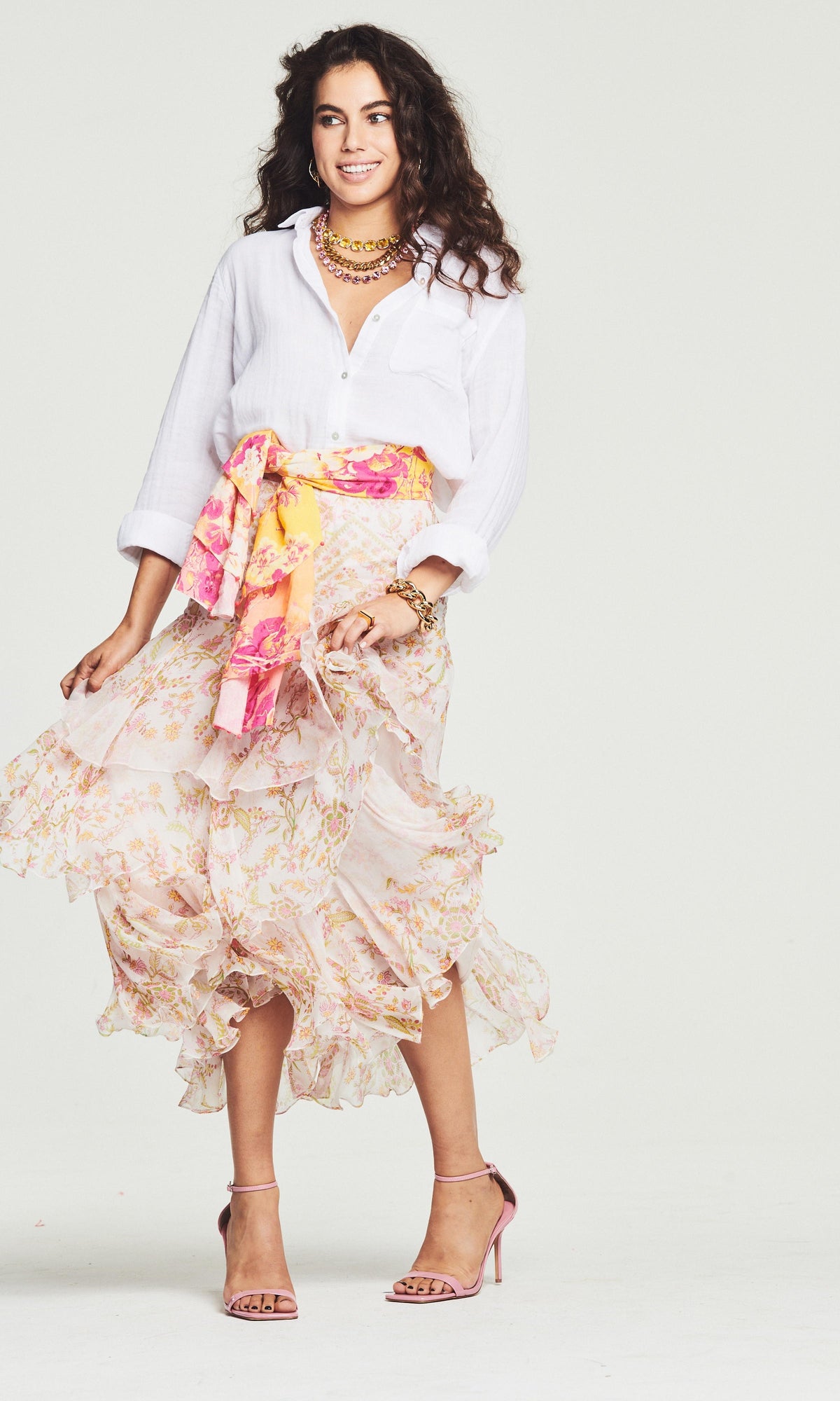 Womens | Aira Viscose Georgette Long Skirt | SP23 | Off White
