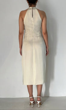 Hemant And Nandita | Aiva Viscose Satin Midi Dress With Slit | Ivory Floral
