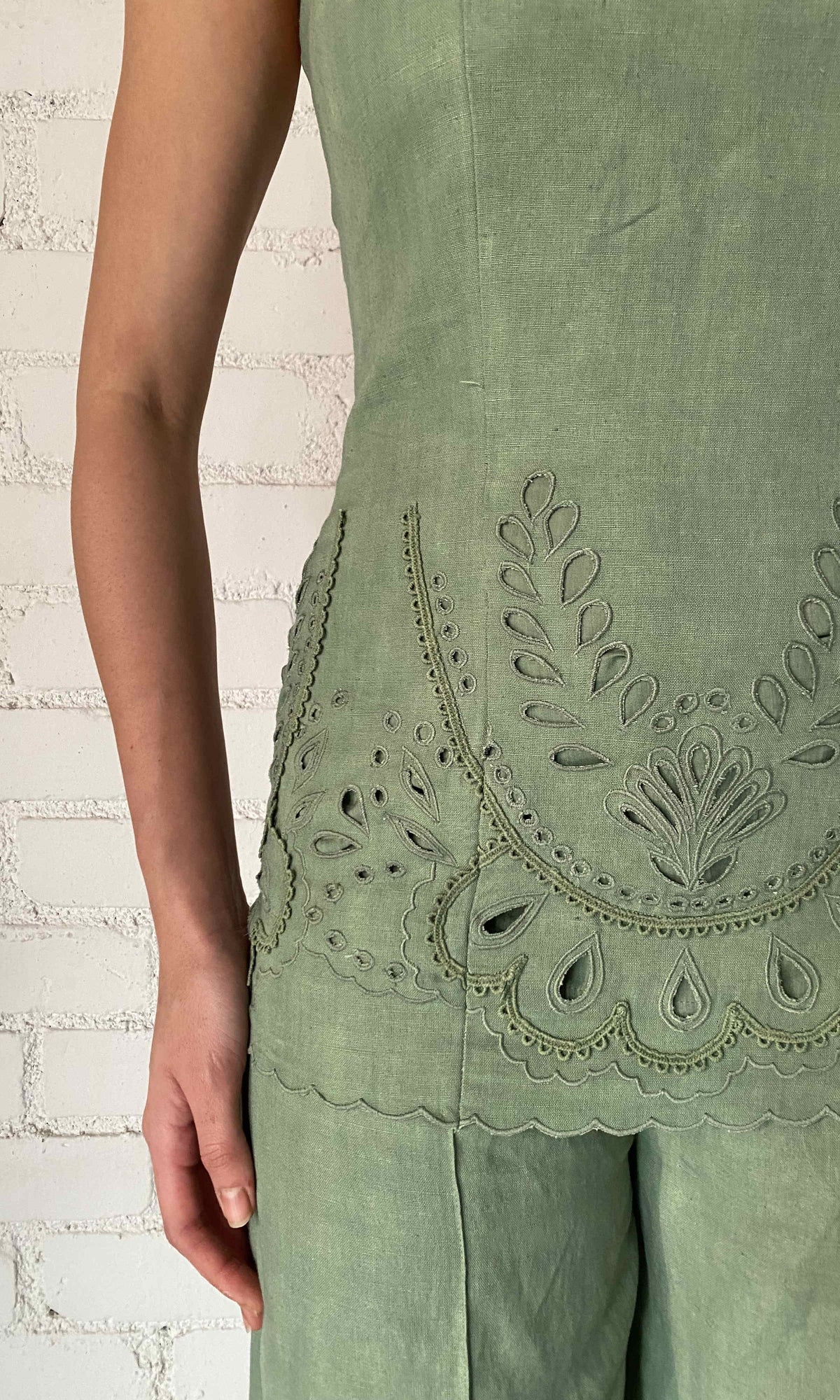 Womens | Alya Cotton Linen Top | Green