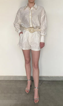 Womens | Anvi Viscose Nylon Jacquard Oversized Shirt | White