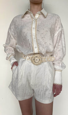 Womens | Anvi Viscose Nylon Jacquard Oversized Shirt | White