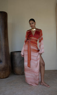 Hemant And Nandita | Asma Viscose Satin Maxi Kaftan With Belt | Multi
