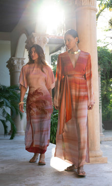 Hemant And Nandita | Asma Viscose Satin Maxi Kaftan With Belt | Multi