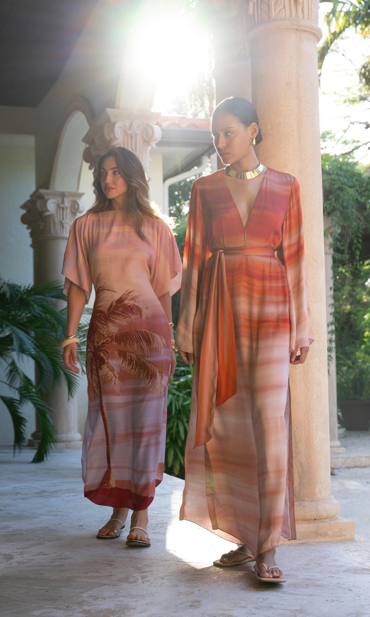 Hemant And Nandita | Asma Viscose Satin Maxi Kaftan With Belt | Multi