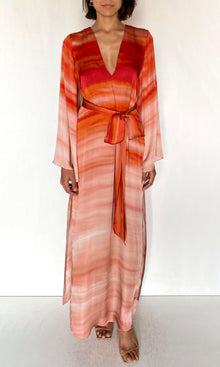 Hemant And Nandita | Asma Viscose Satin Maxi Kaftan With Belt | Multi