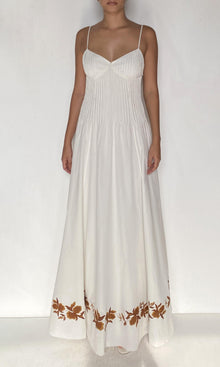 Hemant And Nandita | Ayra Cotton Ankle Lenght Pintuck Maxi Dress | Ivory