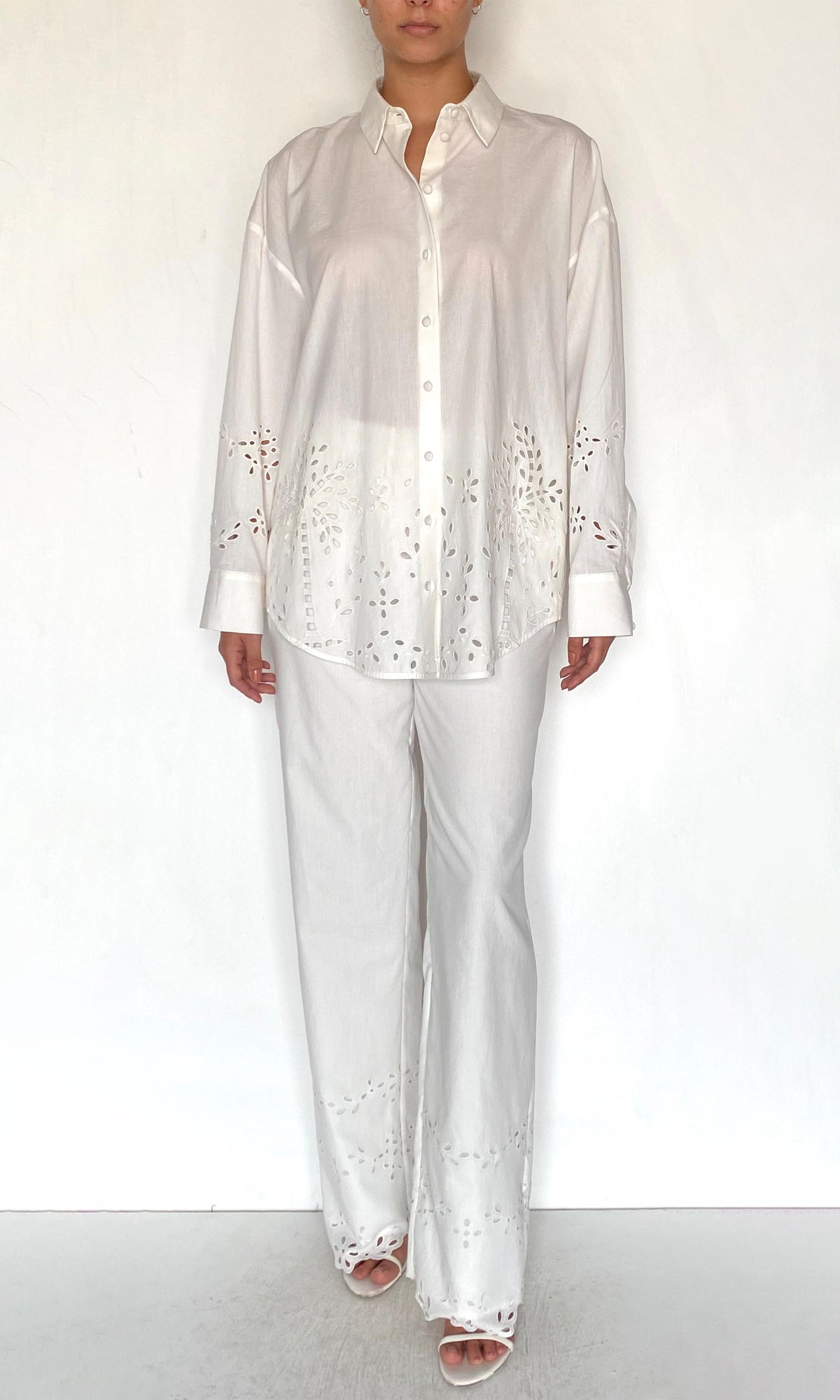 Hemant And Nandita | Bagh Cotton Over Sized Shirt | White