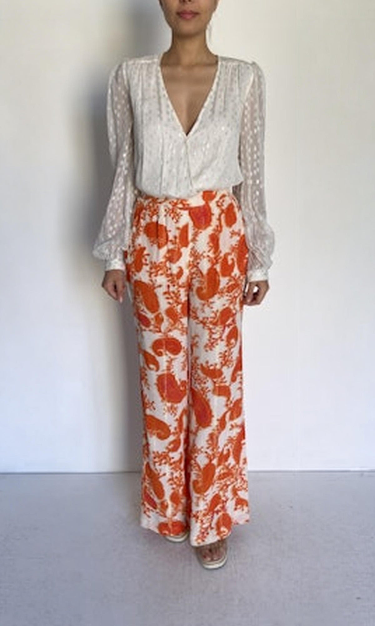 Hemant And Nandita | Bela Moss Crepe Pants | Orange