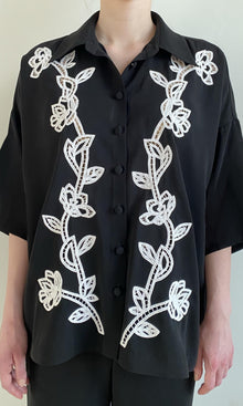 Womens | Daha Polyester Crepe Oversized Shirt | Black White