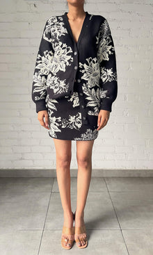 Womens | Dea Jacquard Acrylic Nylon Mini Skirt | Black White