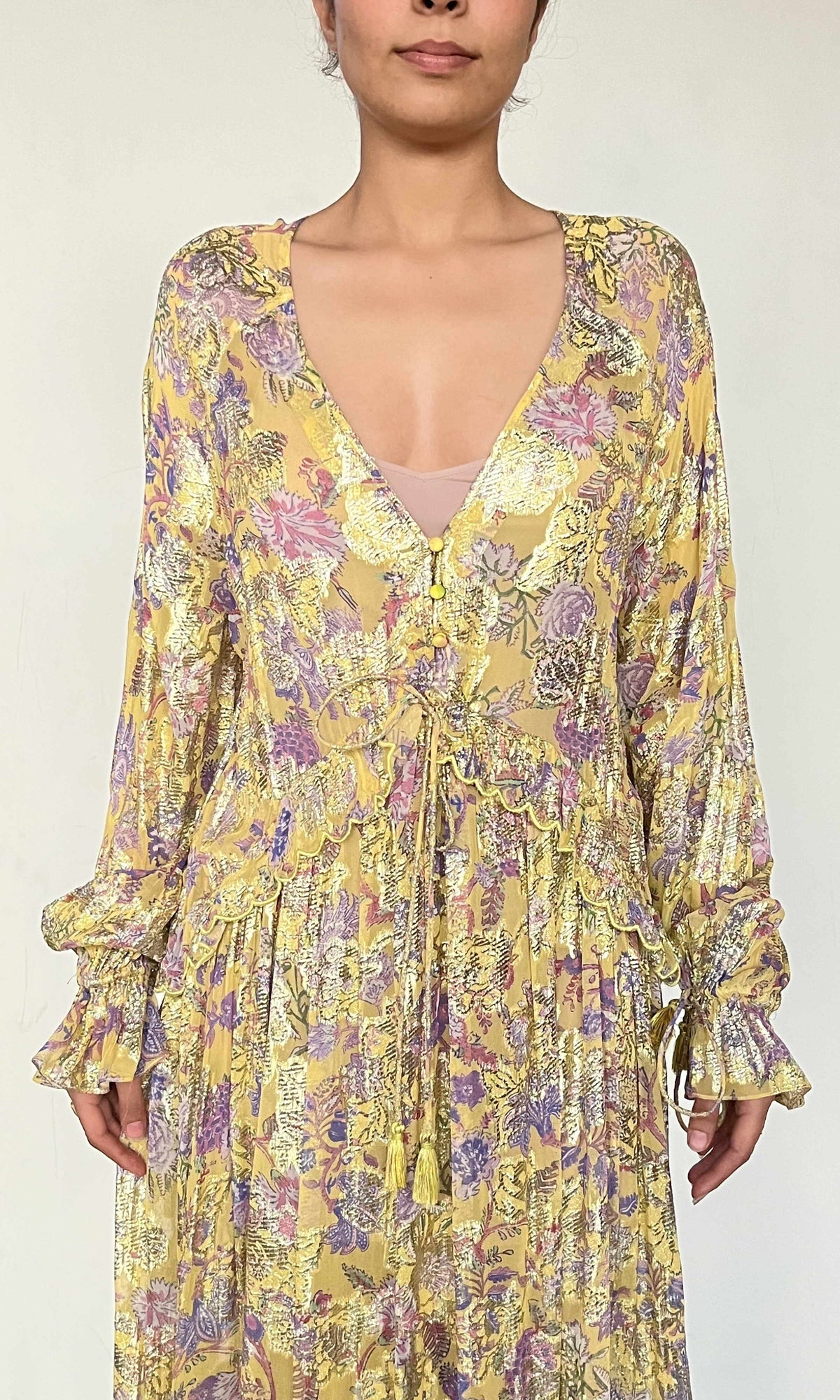 Womens | Dhea Viscose Kaftan | Yellow Multi