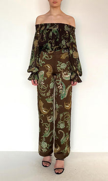 Hemant And Nandita | Dira Viscose Satin Straight Pants | Dark Brown