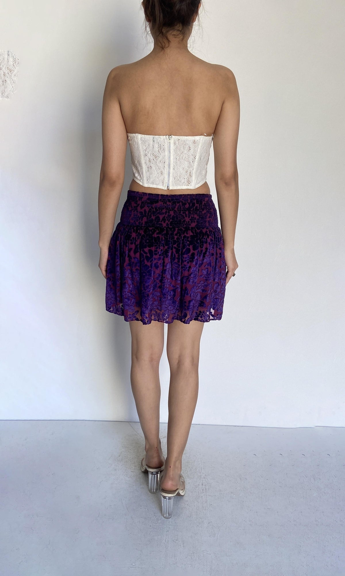Hemant And Nandita | Fiona Nylon Floral Net Top | White