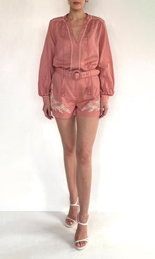Womens | Gul Linen Cotton Front Tie Top | Dusty Pink
