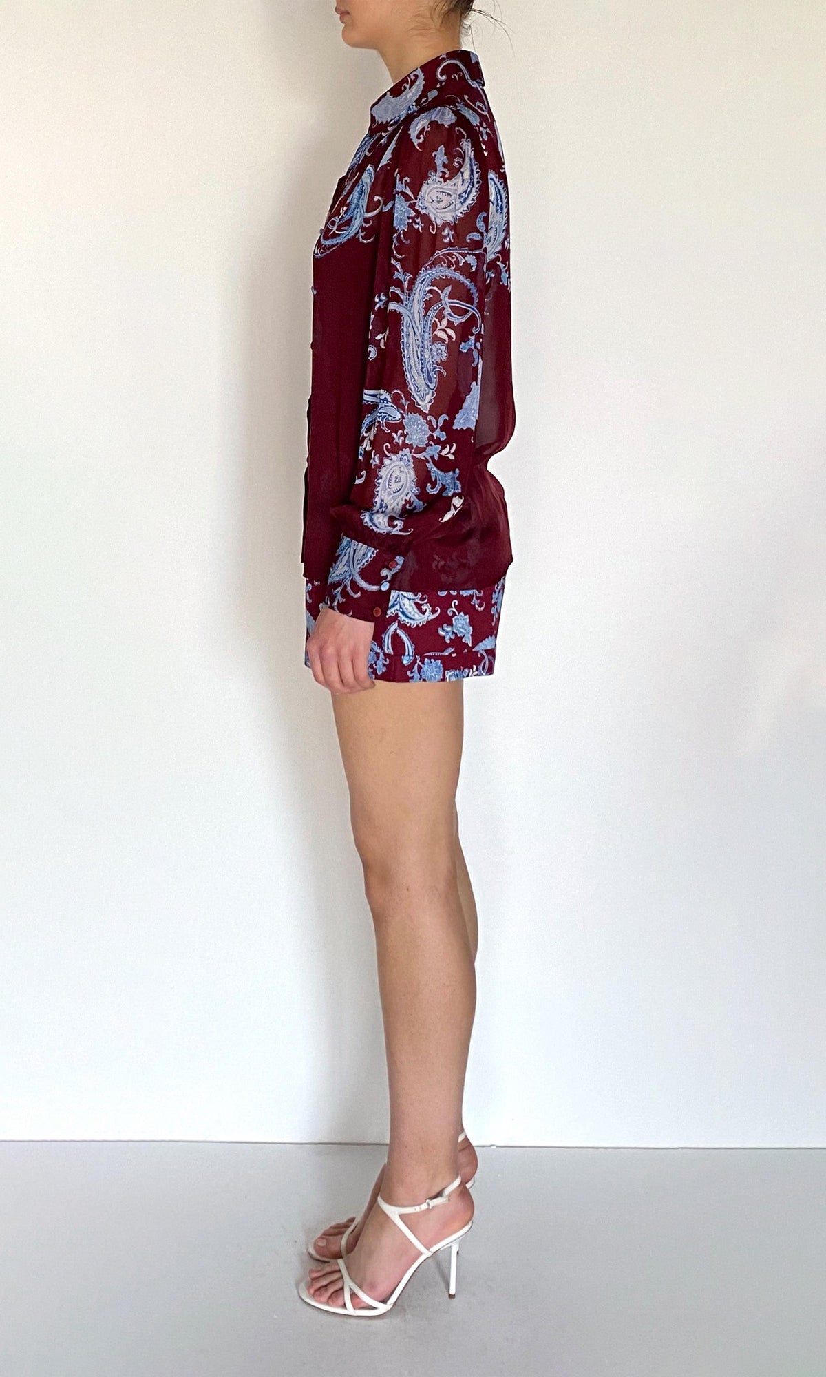 Hemant And Nandita | Hiba Viscose Flat Chiffon Shirt | Merlot