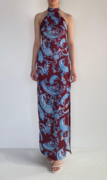 Womens | Hiba Polyester Double Satin Long Dress | Merlot