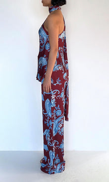 Hemant And Nandita | Hiba Polyester Satin Bias Top With Sash | Merlot