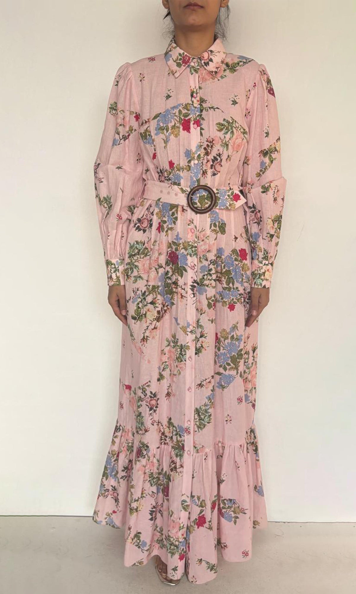 Hemant And Nandita | Hoor Cotton Linen Long Dress | Pink
