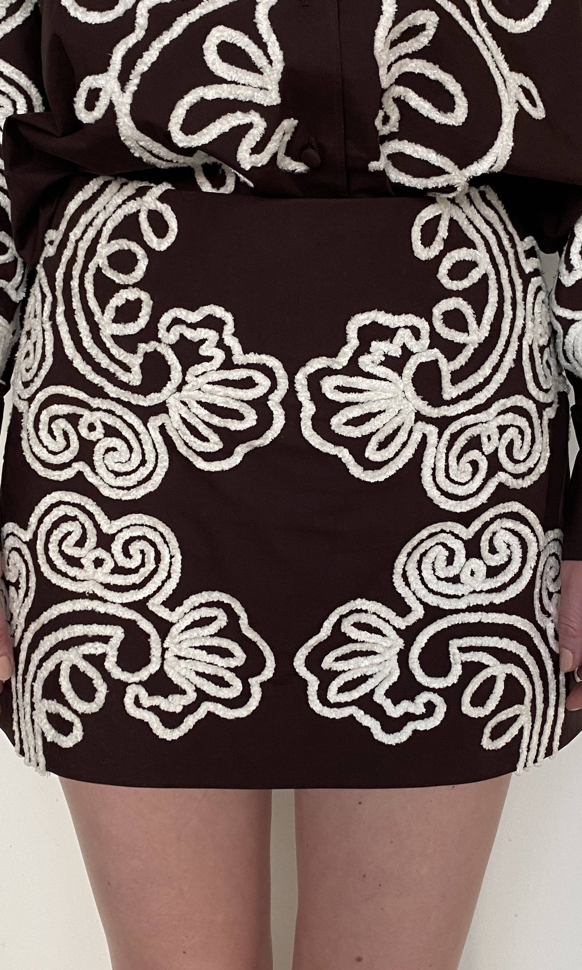 Hemant And Nandita | Ilaya Cotton Poplin Mini Skirt | Brown