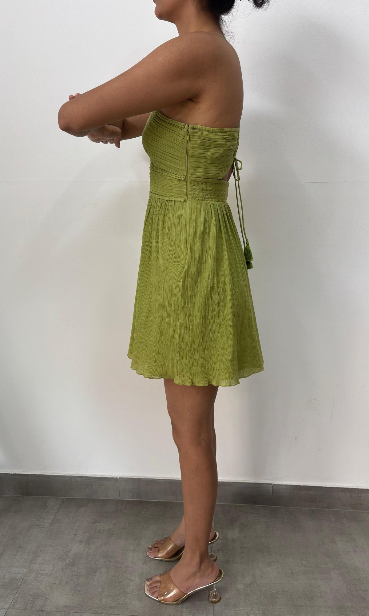 Womens | Inv Cotton Gause Short Dress | Green