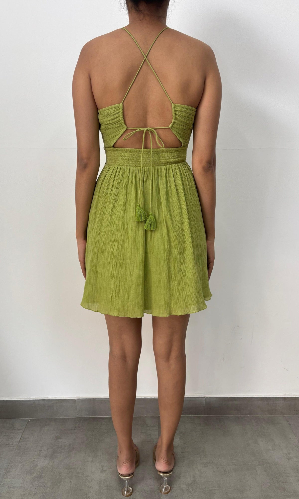 Womens | Inv Cotton Gause Short Dress | Green