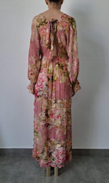 Womens | Inv Viscose Flower Jacquard Maxi Kaftan | Pink Floral