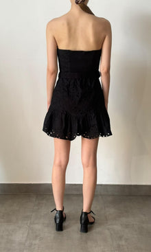 Hemant And Nandita | Inv Cotton Poplin Strapless Short Dress | Black