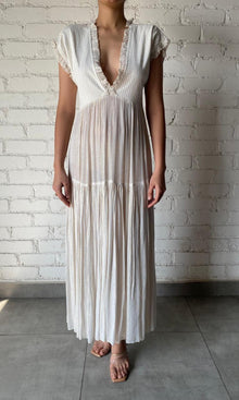 Womens | Inv Viscose Georgette Lurex Long Dress | White