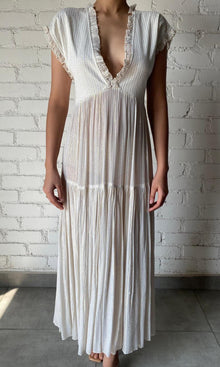 Womens | Inv Viscose Georgette Lurex Long Dress | White