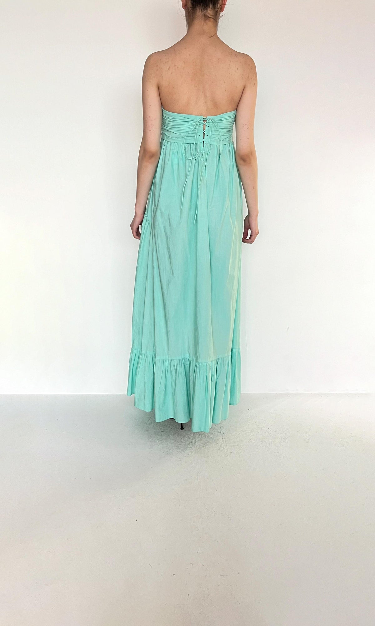 Hemant And Nandita | Inv Cotton Poplin Long Dress | Green