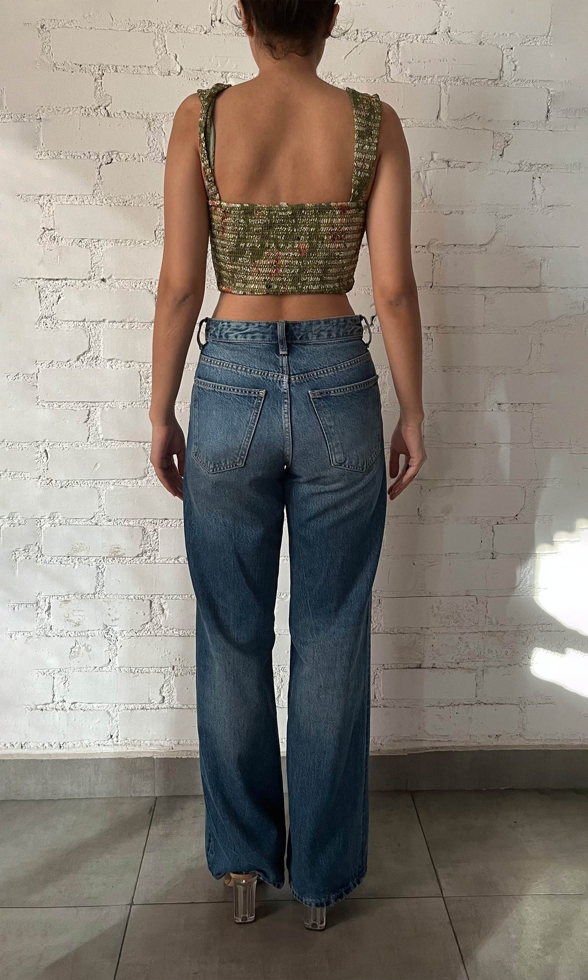 Womens | Inv Viscose Georgette Floral Lurex Top | Green