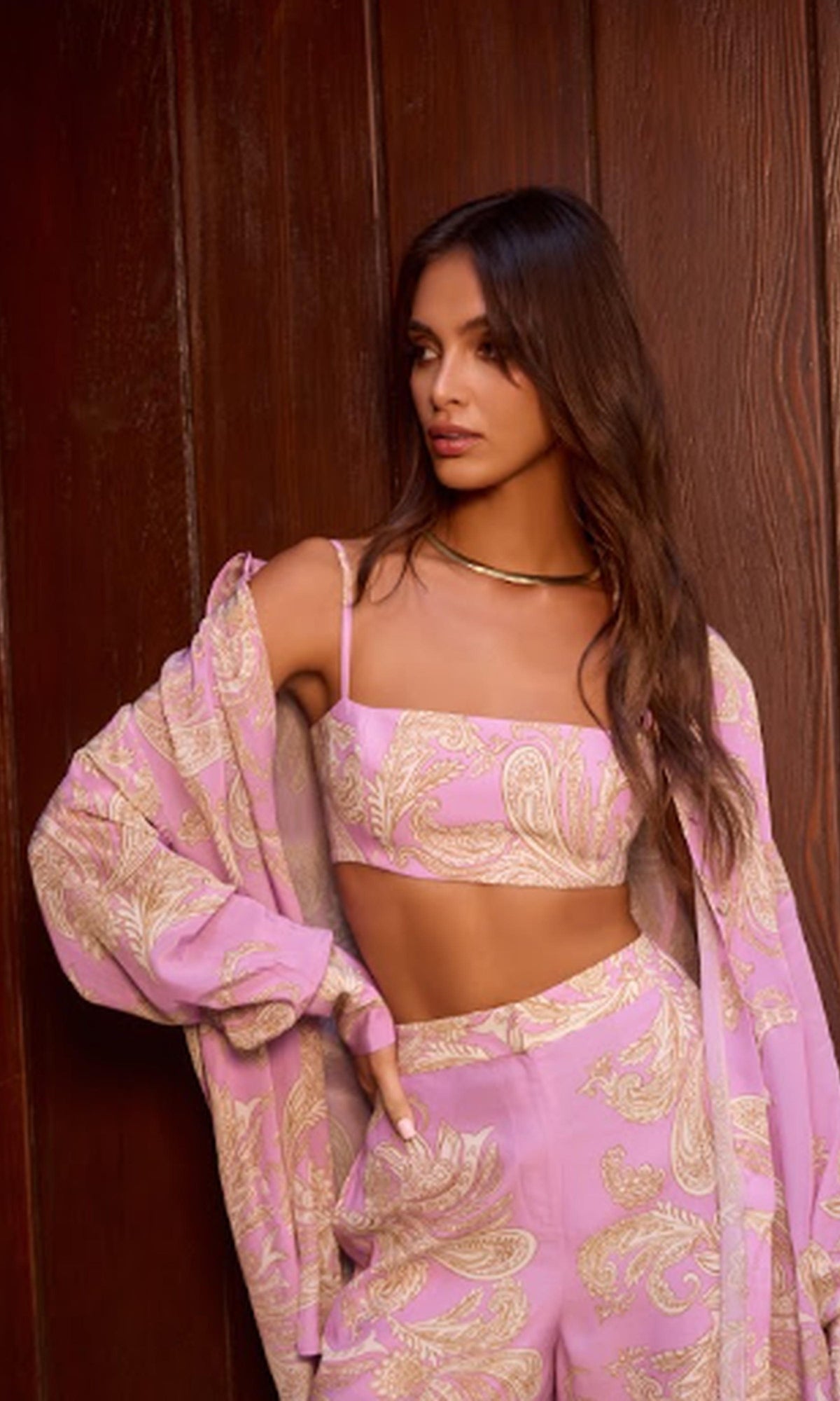 Hemant And Nandita | Jiah Heavy Crepe Bralette | Lilac