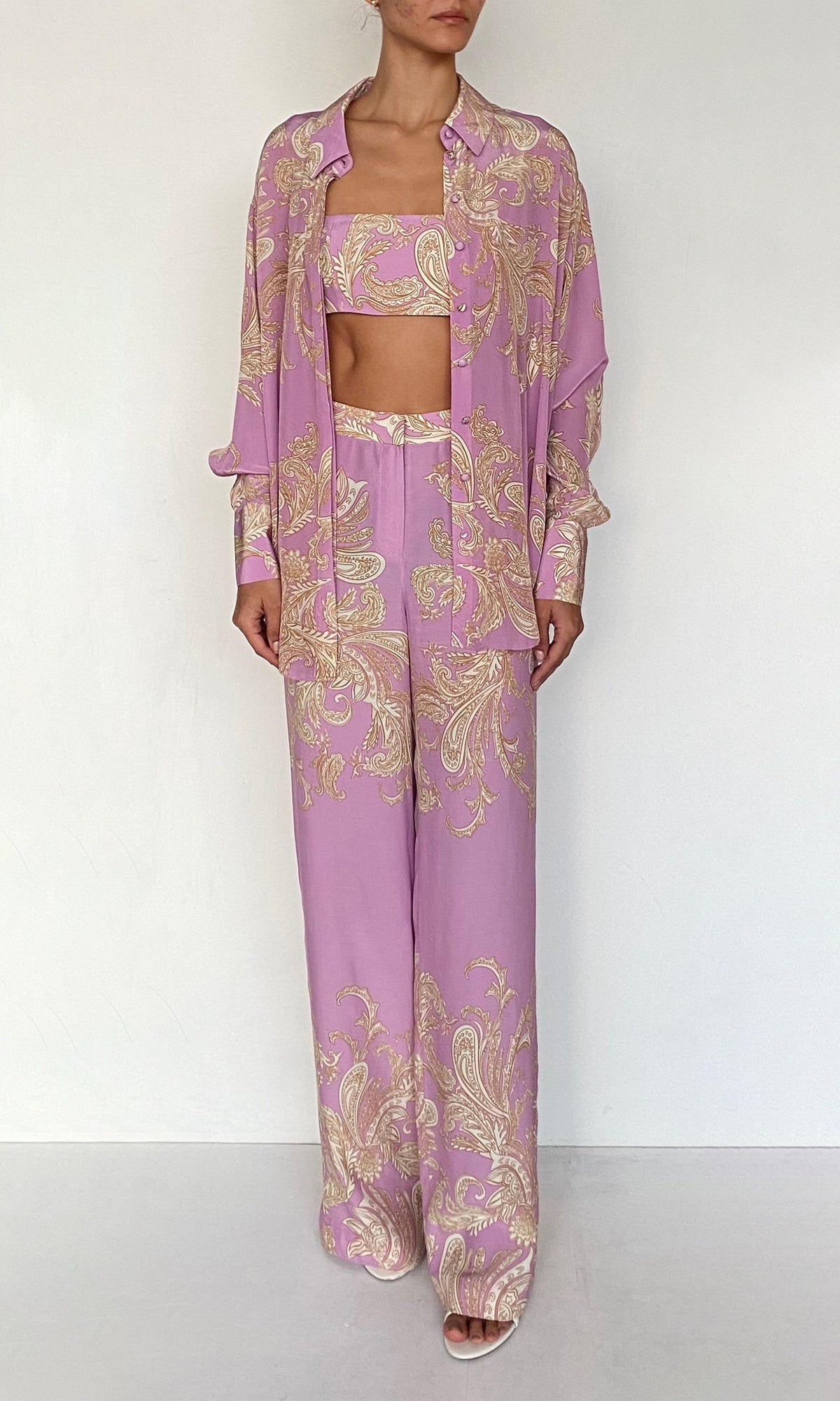 Hemant And Nandita | Jiah Heavy Crepe Bralette | Lilac