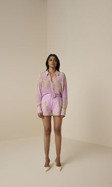 Hemant And Nandita | Jiah Natural Crepe Oversized Shirt | Lilac