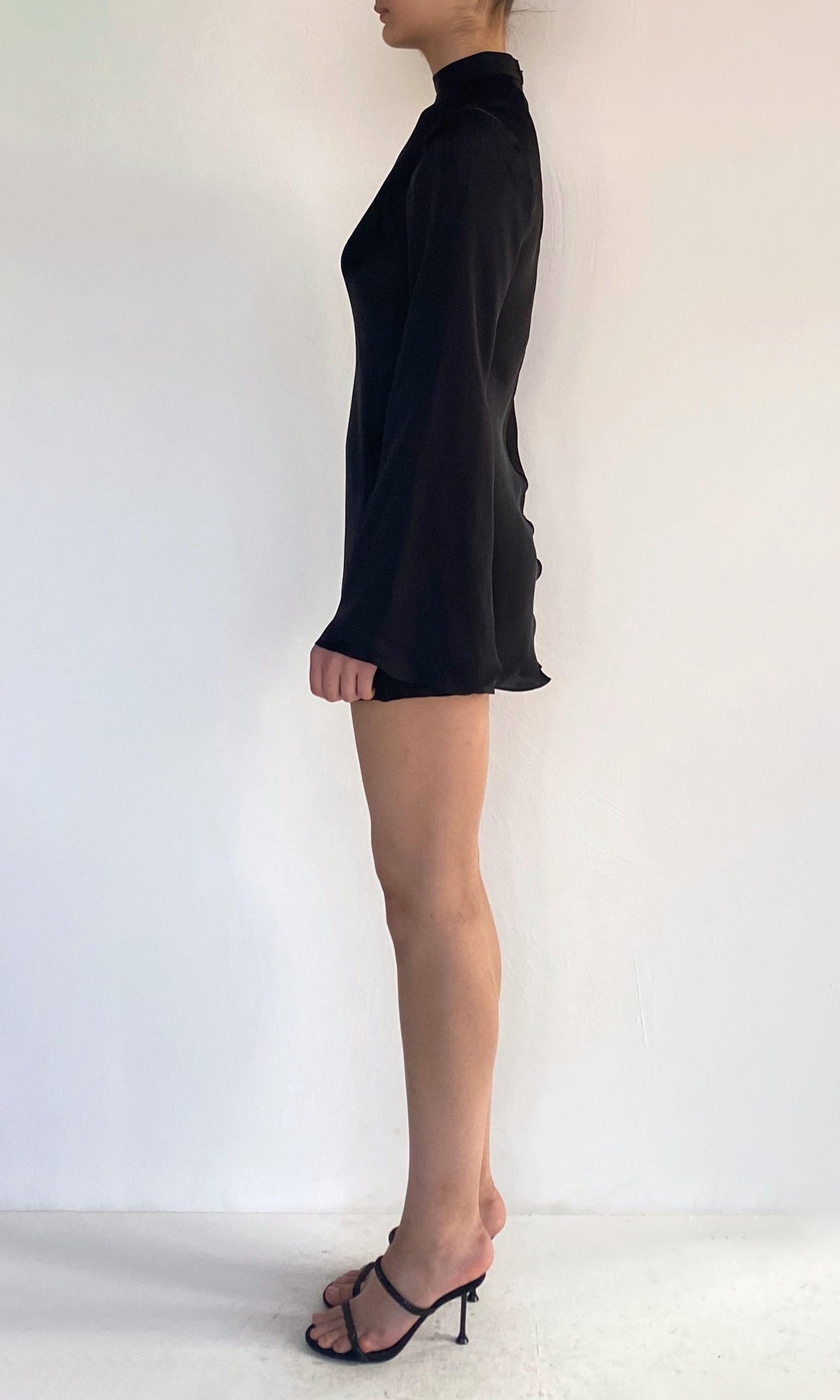 Hemant And Nandita | Johi Viscose Satin Mini Dress | Black