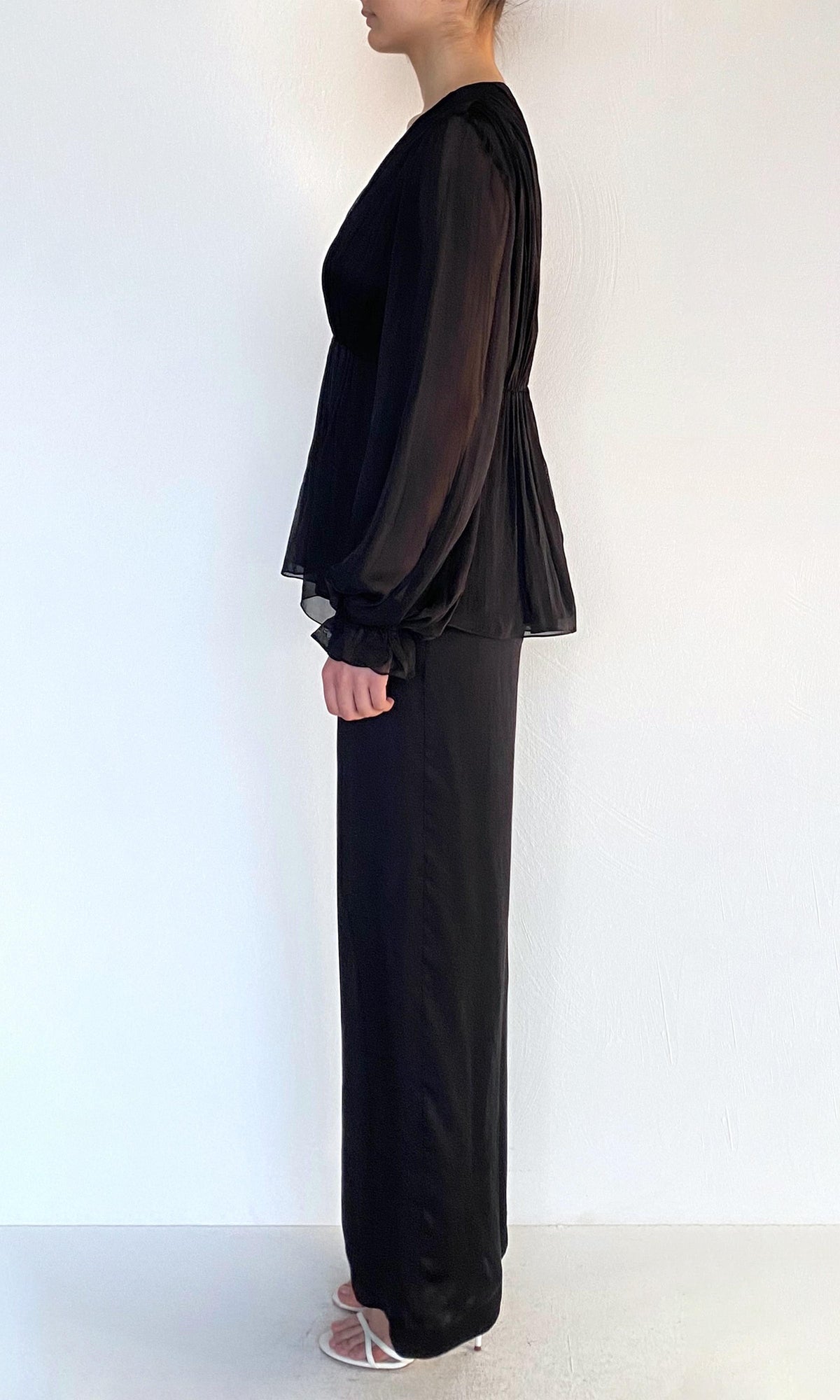 Womens | Johi Viscose Satin Straight Pants | Solid Black