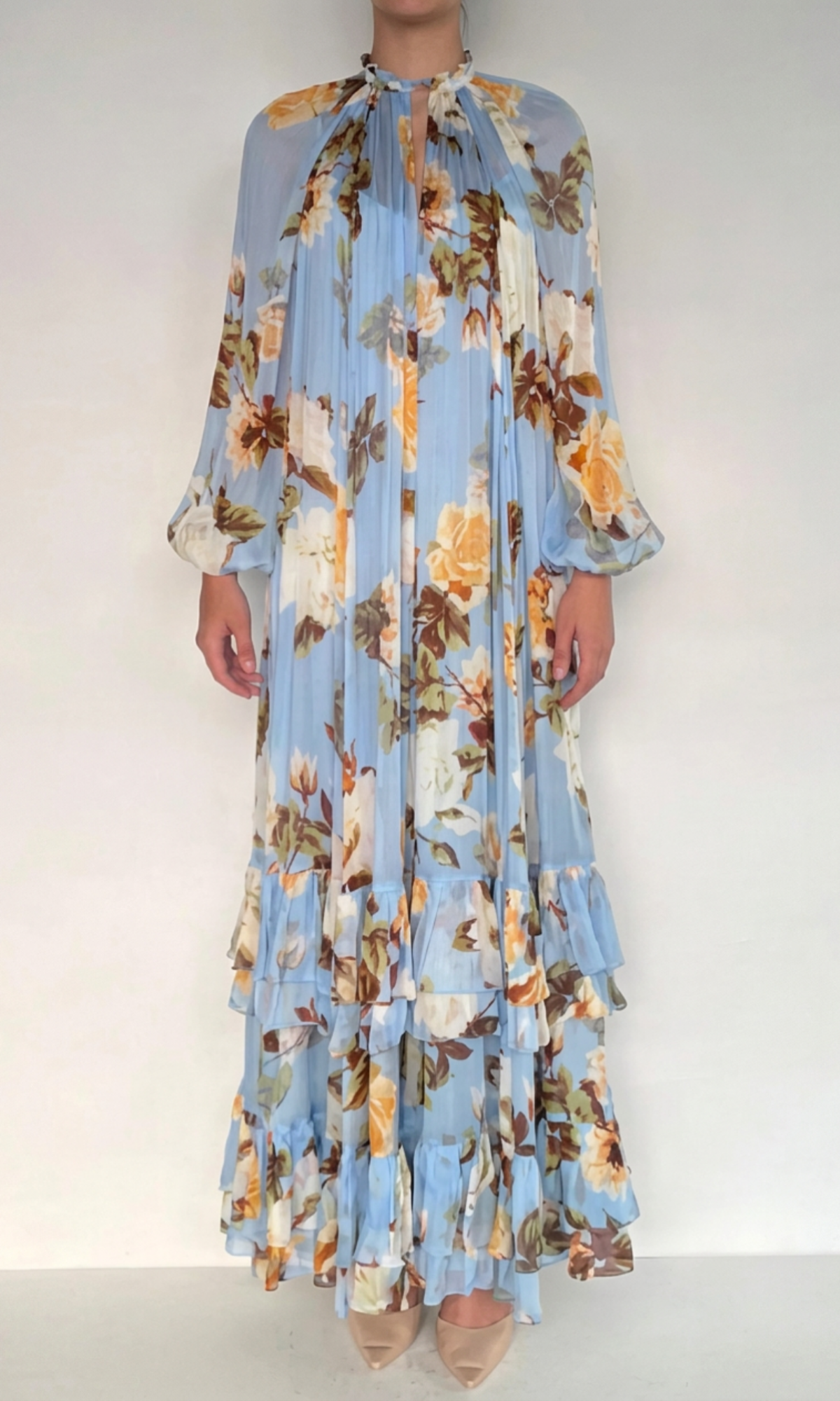 Hemant And Nandita | Kena Viscose Flat Chiffon Maxi Dress | Blue