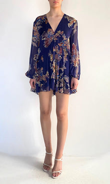 Hemant And Nandita | Leela Viscose Flat Chiffon Mini Dress | Midnight Blue