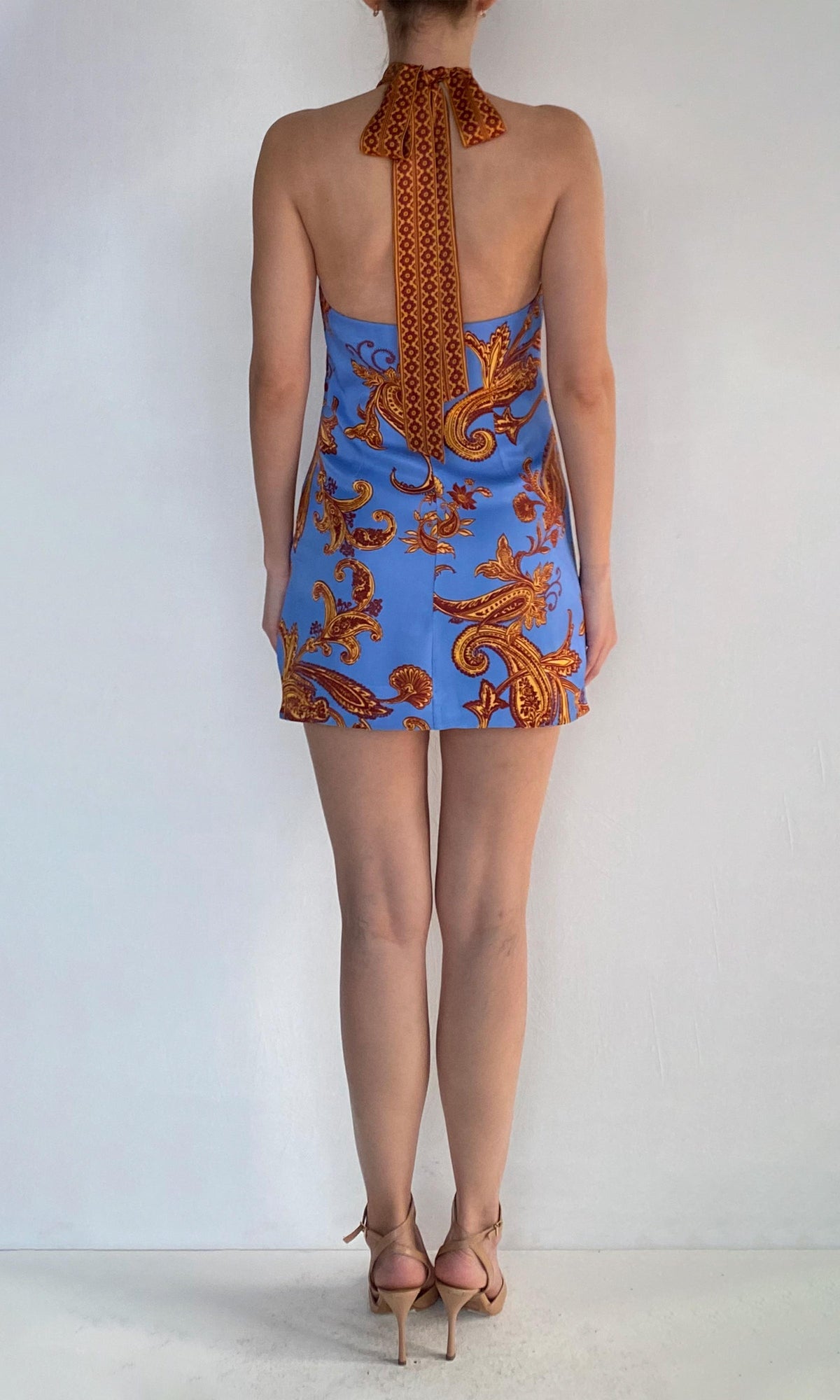 Hemant And Nandita | Leya Viscose Heavy Satin Halter Mini Dress | Multi