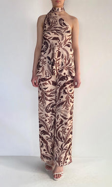 Hemant And Nandita | Lira Polyester Satin Bias Top With Sash | Eggshell