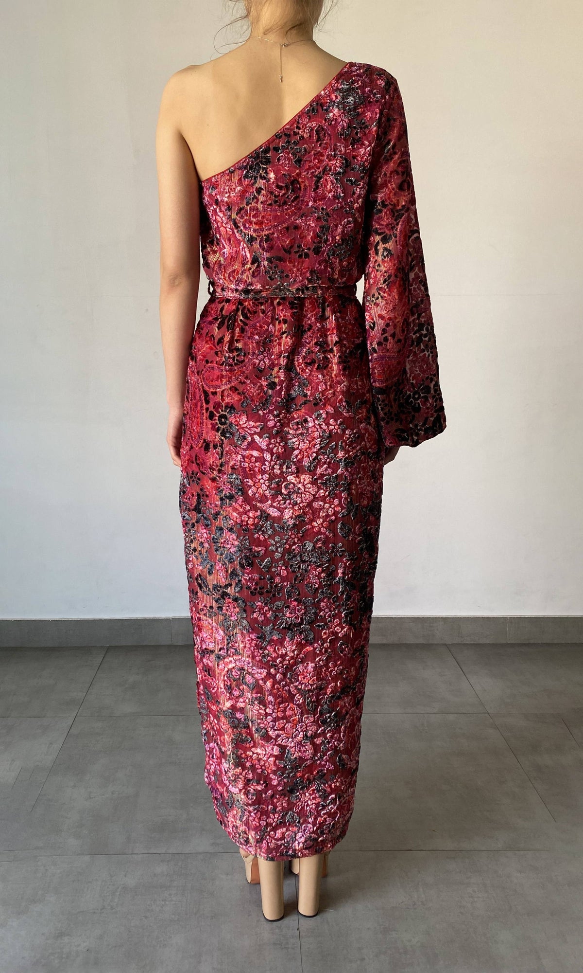 Hemant And Nandita | Mehr Viscose Nylon/Polyester Long Dress | Black/Maroon
