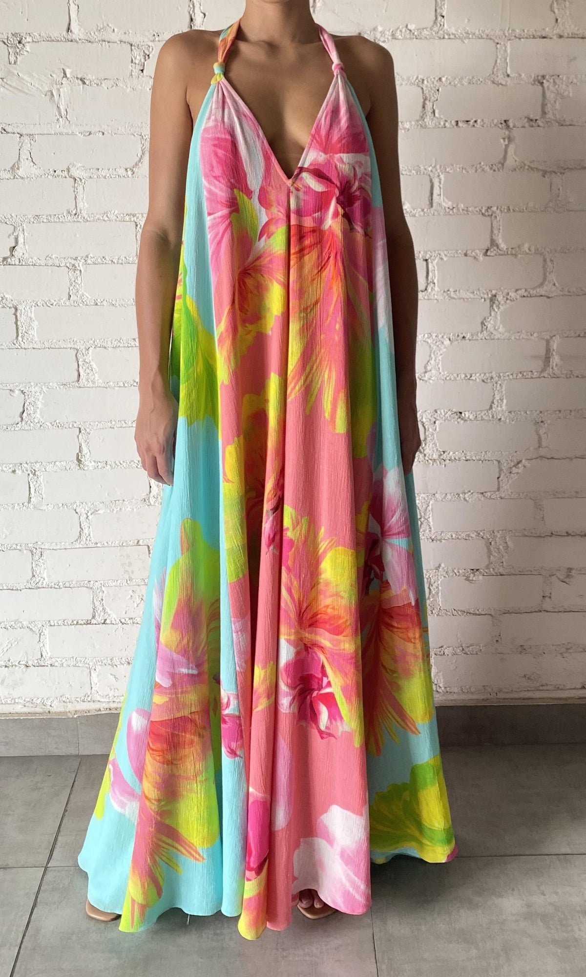 Womens | Mina Crinkle Rayon Long Dress | Multi