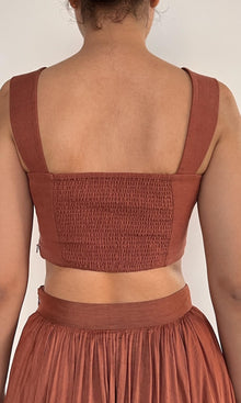 Womens | Nain Viscose Organza Linen Corset Top | Brown