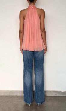 Hemant And Nandita | Nain Viscose Flat Chiffon Halter Neck Top | Coral