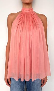 Hemant And Nandita | Nain Viscose Flat Chiffon Halter Neck Top | Coral