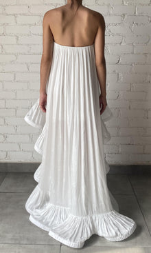 Hemant And Nandita | Nera Viscose Satin Jacquard Long Dress | White