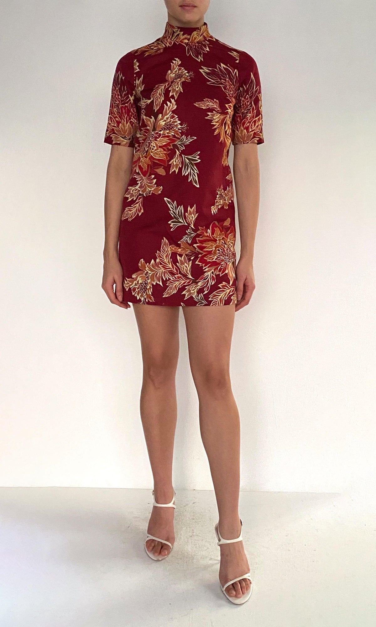 Womens | Niya Linen Cotton Mini Dress | Maroon