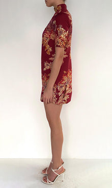 Womens | Niya Linen Cotton Mini Dress | Maroon