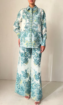 Hemant And Nandita | Pahi Linen Cotton Pant | Blue Floral